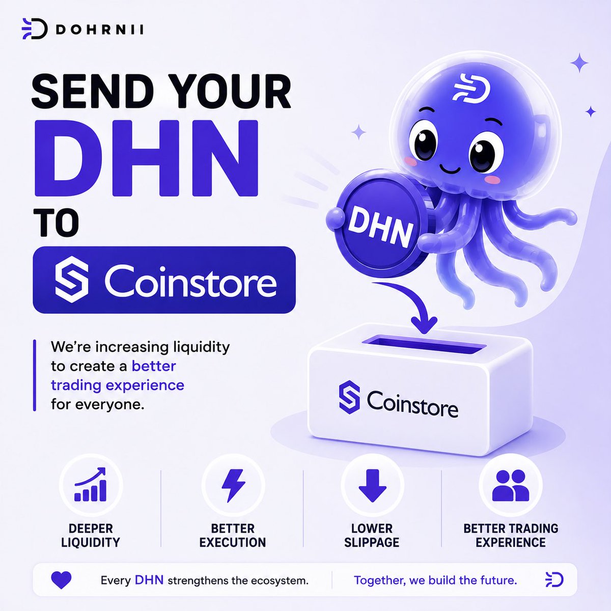Dohrnii_io's tweet photo. Send your $DHN to @CoinstoreExc .
We're increasing liquidity to create a better trading experience for everyone.
More liquidity means: • Deeper order books • Better execution • Lower slippage • More efficient market
Every DHN strengthens the ecosystem.
#DHN #Coinstore https://t.co/JAWpQfjfSc