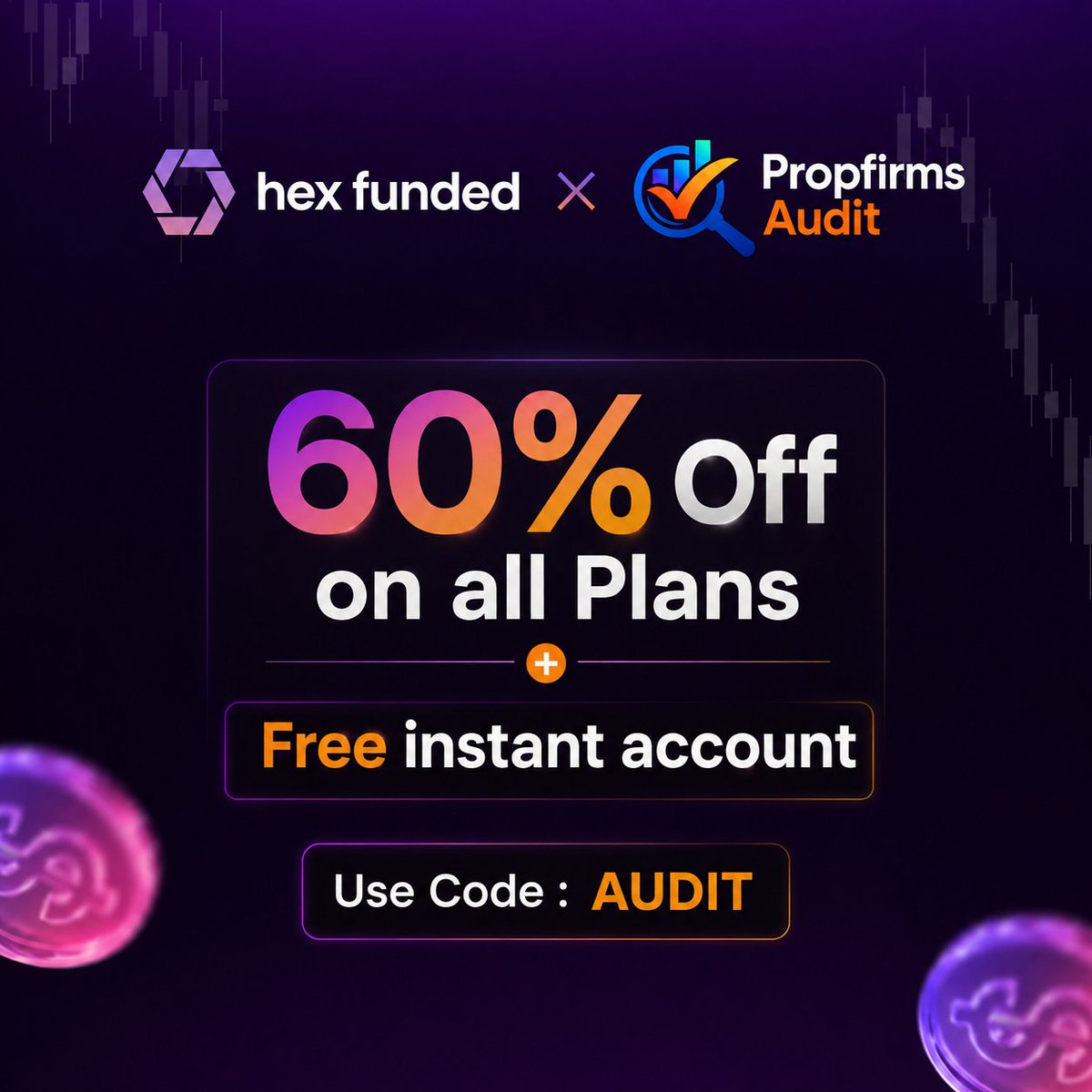 Propfirms_Audit's tweet photo. 🔥 @HexFunded Big Sales 🔥 

✅ 60% OFF on ALL Plans
🎁 FREE Instant Account
💸 Use Code:AUDIT

Why choose **Hex Funded**?

 ⚡ Instant funding options available
 📈 Flexible plans for every trader
💰 Huge 60% discount + Free instant account 

Check Out: https://t.co/O1MpkPEwUY https://t.co/Y3qkqHHWtj
