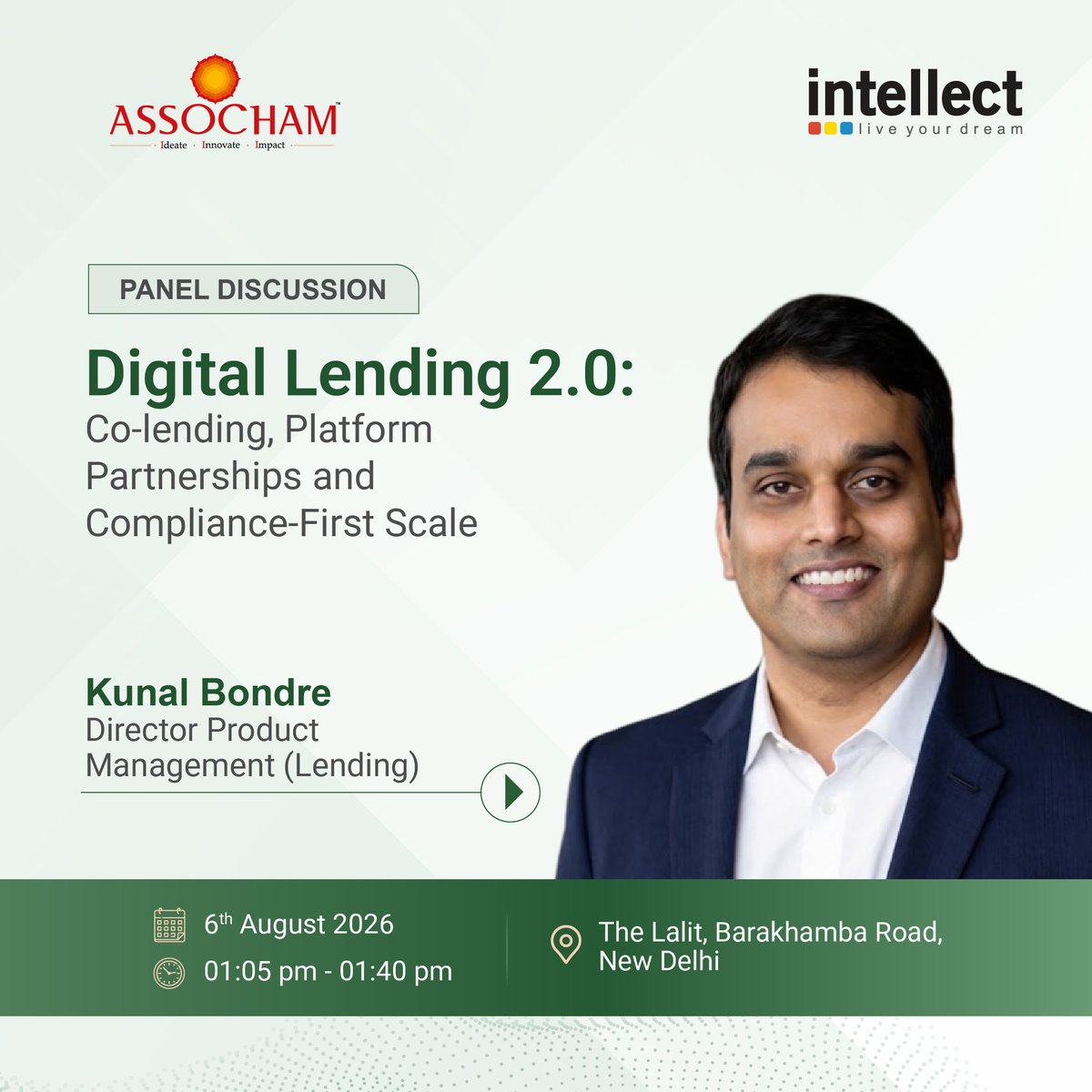 i_DesignArena's tweet photo. Kunal Bondre , Director, Product Management at Intellect Design Arena, will be sharing his views as he joins the panel- "Digital Lending 2.0: Co-lending, Platform Partnerships and Compliance-First Scale" at the 3rd India International Fintech Festival 2026.

#Intellect #eMACHai https://t.co/R6QTMsYfij