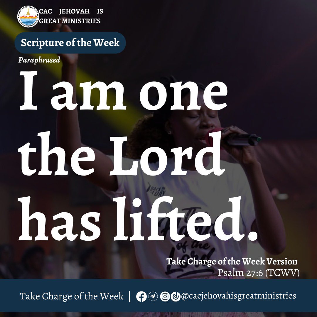 cacjigm's tweet photo. I am one the Lord has lifted.
Instagram: https://t.co/btdkMZzaoq
Facebook: https://t.co/85q1O4qJeZ
#cacjehovahisgreatministries
#takechargeoftheweek
#scriptureoftheweek
#pastortimmy https://t.co/LHAq0gdMhi