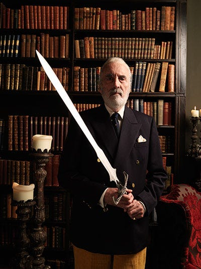 trad_west_'s tweet photo. >Be Christopher Lee
>Direct descendant of Charlemagne
>Warned people to not dable with Satanism or they would lose their soul
>One of the inspirations for 007
>Spoke 9 languages
>Fought in World War II, in the RAF and then the SAS (Special Forces)
>Cinematic icon, playing every legendary villain from Dracula to Saruman
>While filming The Lord of the Rings, the director tries to tell him what it sounds like when someone is stabbed in the back
>Lee calmly corrects him because he actually saw it happen in real life
>Actually met Tolkien before acting in LOTR
>Recorded a heavy metal concept album about Charlemagne at age 88 because he can
>Witnessed the last use of the guillotine

One of the most interesting man to ever live, a polyglot, a world-class actor, a spy and a defender of Western civilization.