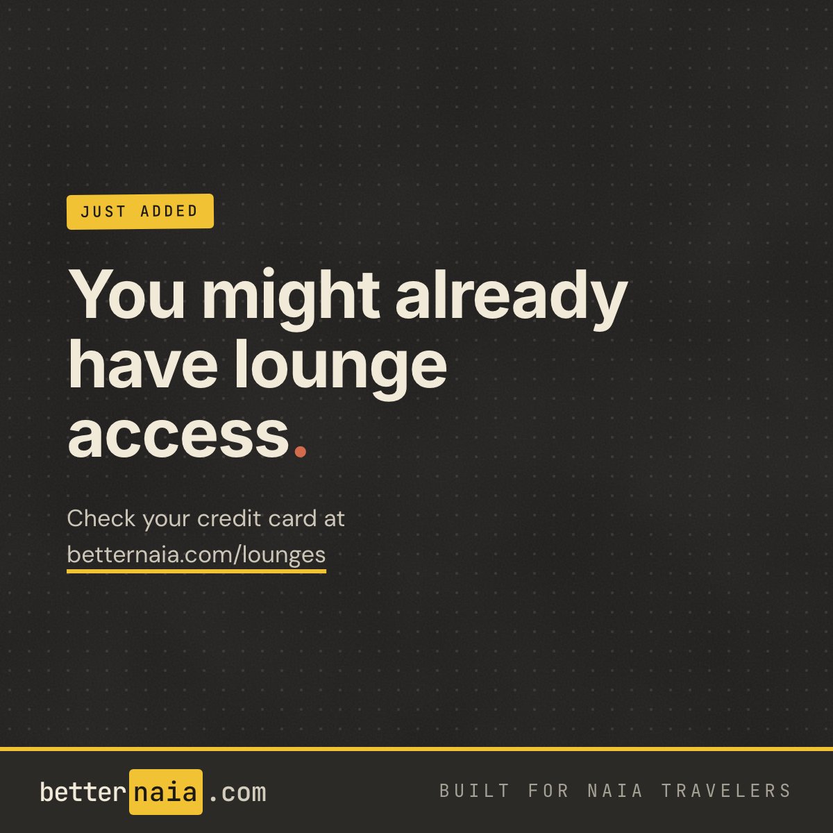 betternaia's tweet photo. You do not need a business class ticket to sit in a lounge. Plenty of Philippine credit cards get you in, and now you can check yours. Where your card works: https://t.co/aLWJWxWQA2 https://t.co/NrIyjzeyQB