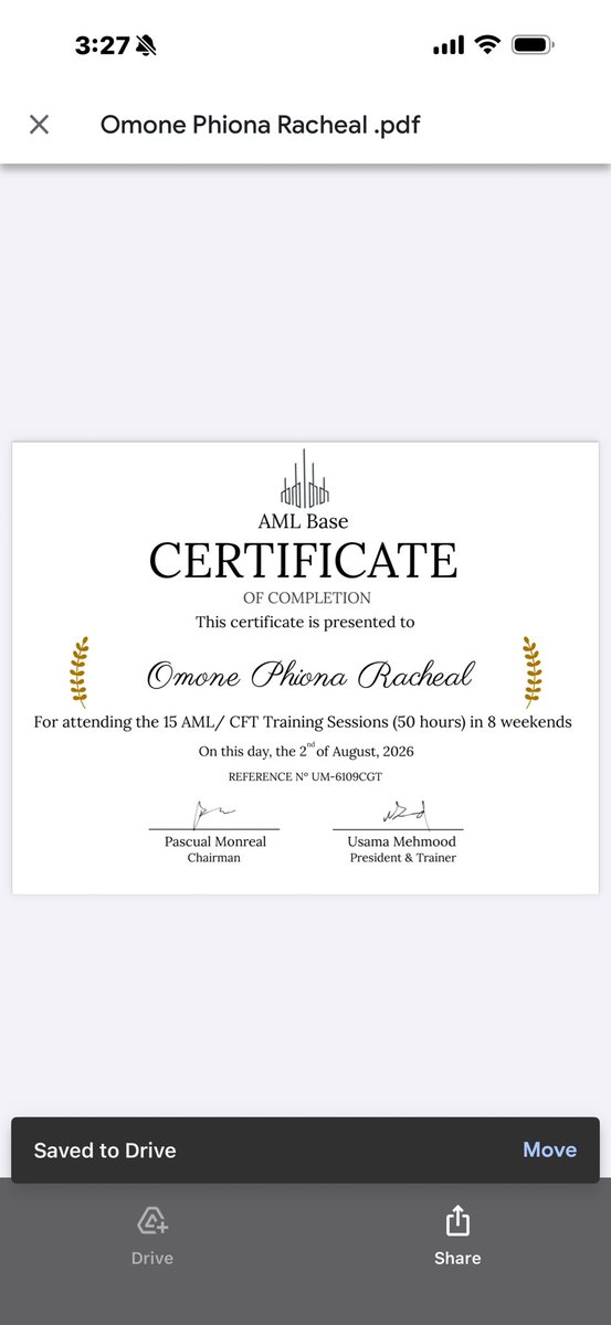 omonephiona's tweet photo. Two milestones achieved! 🎉

Proud to have earned:

🏅 Certificate in Compliance (Merit) – @ibfsUg 

🏅 AML/CFT Training Certificate (50 Hours) – AML Base

Both have strengthened my knowledge of compliance, AML/CFT, risk management. https://t.co/mb0Rw2ruLm