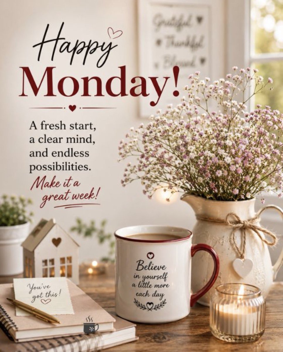 gratefuledu64's tweet photo. #MondayMotivation 
May this Monday bring you peace in your heart, renewed energy in your work and joy as you journey through the week!
Make it count!
Be grateful! 🥰 https://t.co/DjEK6ZWAp2