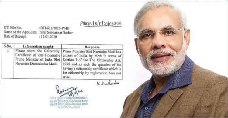 Kumarjyoti49291's tweet photo. An RTI petition was lodged seeking substantiation of Modi's citizenship credentials. The official response stated that his citizenship was established through birth and no supplementary documentation was necessary. One must therefore inquire whether alternative citizenship protocols exist specifically for him relative to the general population.
Why are the rest of us who were born here required to prove we are citizens?