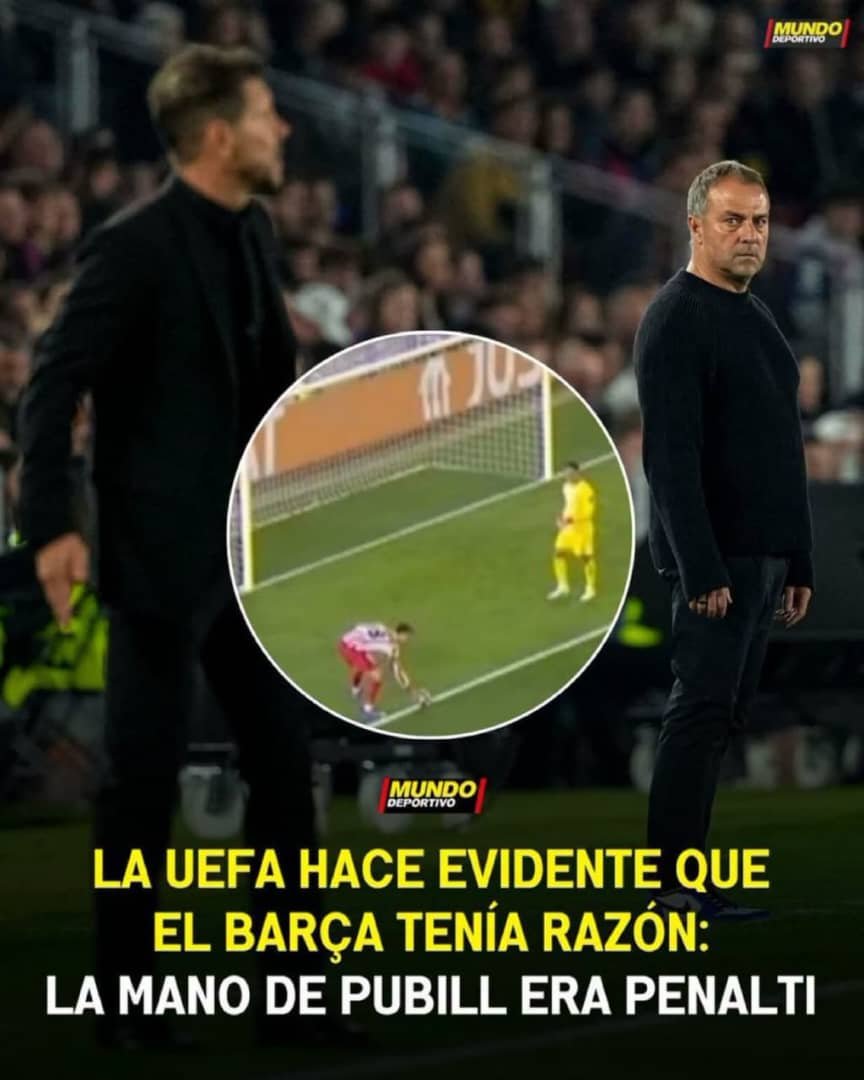 daddyonwa's tweet photo. 🚨💣💥| BREAKING: UEFA clarifies that FC Barcelona was right: 
Atletico Madrids Pubill's handball was a penalty.

Barça was unfairly eliminated! 👀 https://t.co/5xxwwajnEp