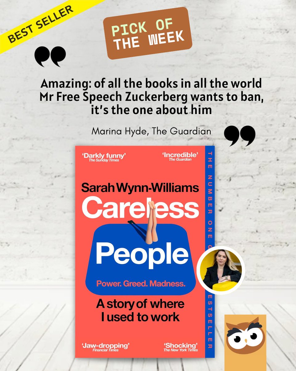 hootperch's tweet photo. Careless People by Sarah Wynn-Williams. 
A darkly funny, fiercely contested insider memoir. 
The number one bestseller Meta tried to silence.

#HootPerch #PickOfTheWeek #CarelessPeople #SarahWynnWilliams #Memoir #BigTech #BookRecommendation #BookTok #Nonfiction #BookishLife https://t.co/bIhc4lXHoh