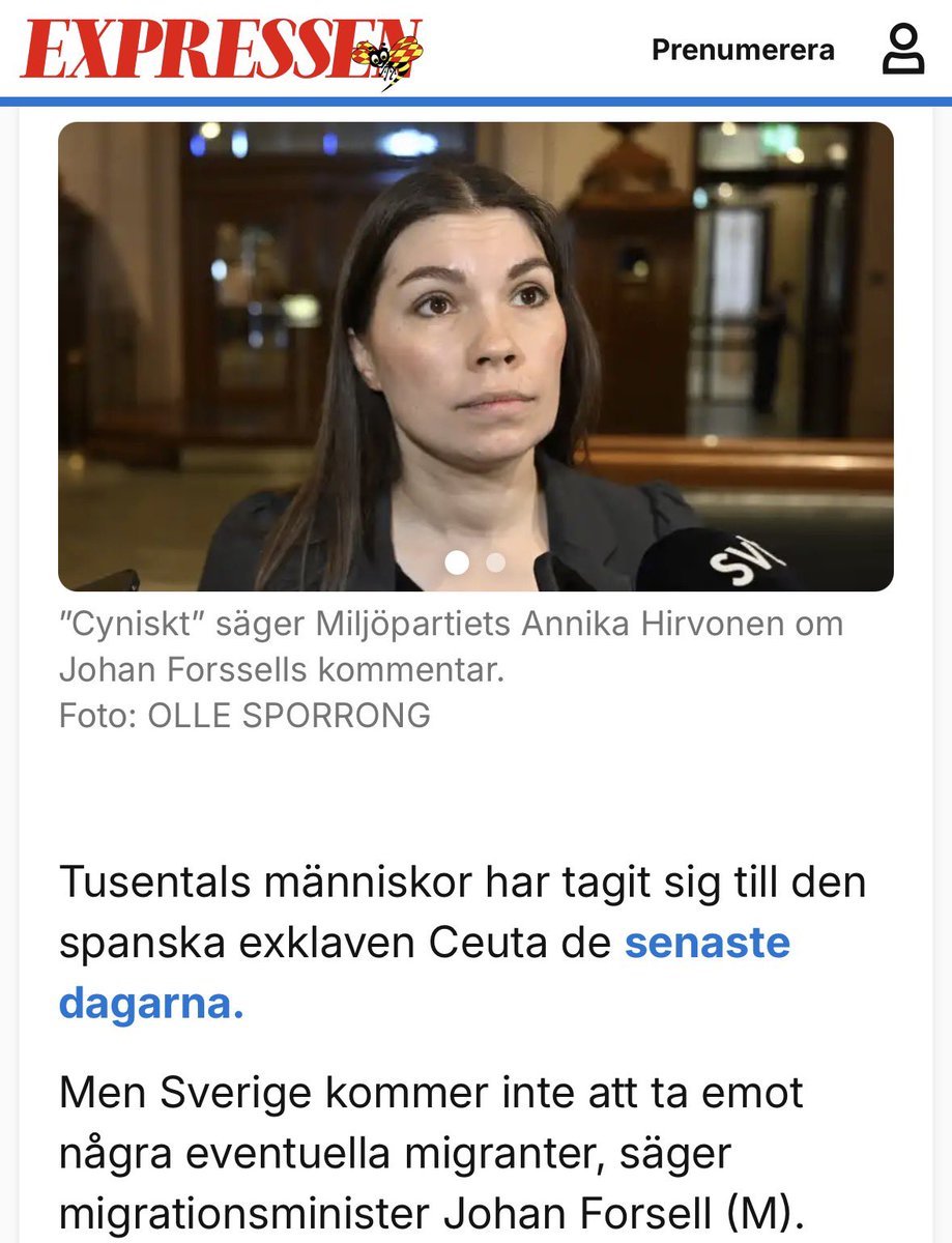 sdkarlsson's tweet photo. Det finns skäl att stanna kvar vid Miljöpartiets spontana reaktion på den marockanska stormningen av Ceuta. Inte ens när utlänningar illegalt och våldsamt tränger sig in i ett Västland så ställer sig Miljöpartiet på det västerländska samhällets sida. De tror helt enkelt inte på principen om en reglerad invandring eftersom de inte tror på nationer och gränser. De tror inte heller på betydelsen av kultur och civilisation.

De har ingen övre gräns för hur mycket invandring som Sverige eller Europa kan ha. De ser inget värde i att bevara vår gemenskap och vårt sätt att leva. De vill, på riktigt, omstöpa Sverige och Europa till total oigenkännlighet.

Tillsammans med den gamla vänsteridén om att avskaffa familjen, så är detta den mest destruktiva och radikala vänsteridén någonsin. Den är t om värre än den gamla vänsteridén om att avskaffa allt privat ägande. Äganderätten kan snabbt återupprättas igen. En förlorad hemkänsla och gemenskap är förlorad för alltid.

Låt inte dessa revolutionärer få makten över svensk migrationspolitik igen. Ta inte ifrån oss vårt hem.