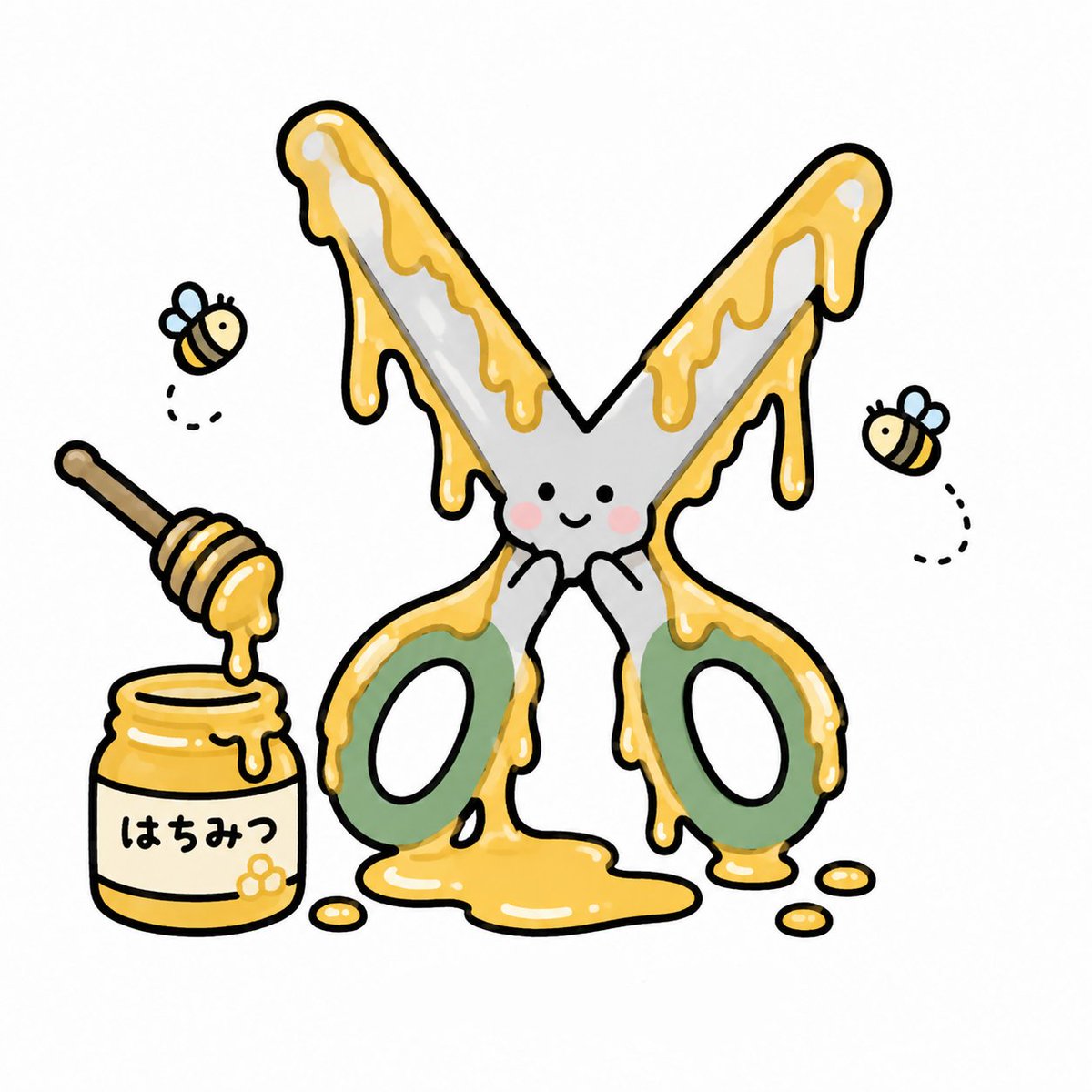 venom3390's tweet photo. 今日ははちみつ🍯とハサミ✂️の日

ハサミちゃん✂️はちみつ🍯だらけになる🐝

#ゆるいイラスト
#イラストㅤㅤㅤ 
#今日は何の日
#はちみつ
#ハサミ https://t.co/HCIikT9avB