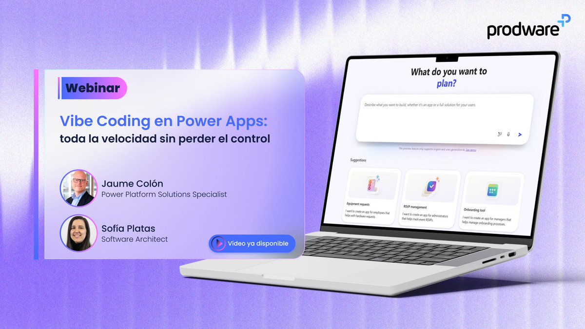ProdwareES's tweet photo. La sesión sobre #VibeCoding está disponible para que puedas verla en diferido: ➡️ https://t.co/2fnwbmOeG0
#PowerPlatform está redefiniendo el desarrollo de apps a medida.
Descubre una nueva forma de construir tus propias soluciones adaptadas a tu negocio 😉
#LowCode #Microsoft https://t.co/wGDq6Vqo6n