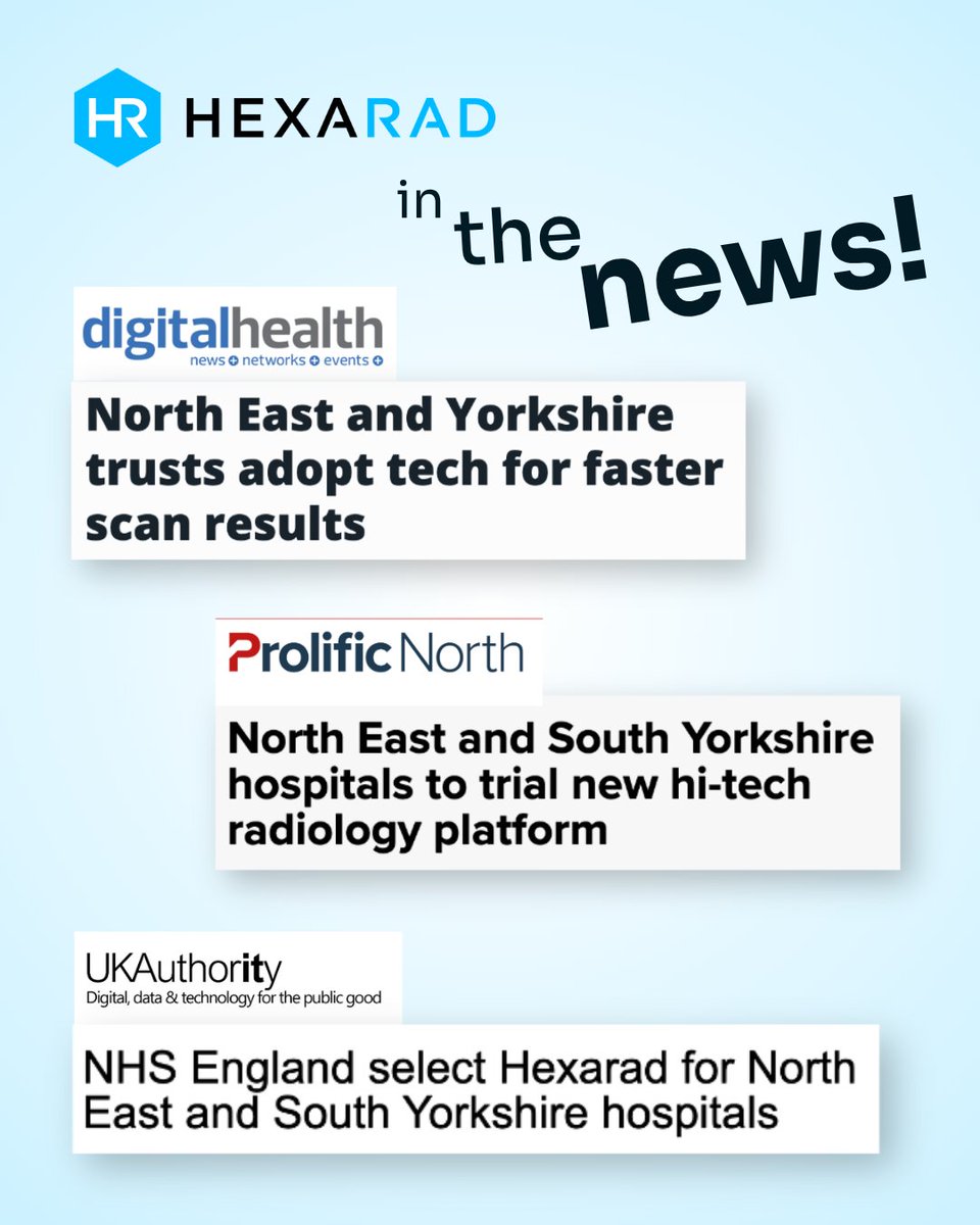 Hexarad's tweet photo. NHS England has selected Hexarad to help trusts across the North East and South Yorkshire improve reporting capacity, reduce reliance on outsourcing, and get scan results back to patients faster.​
​
Learn more here: https://t.co/ES2u64C5X2 https://t.co/mvfykbT1Gg