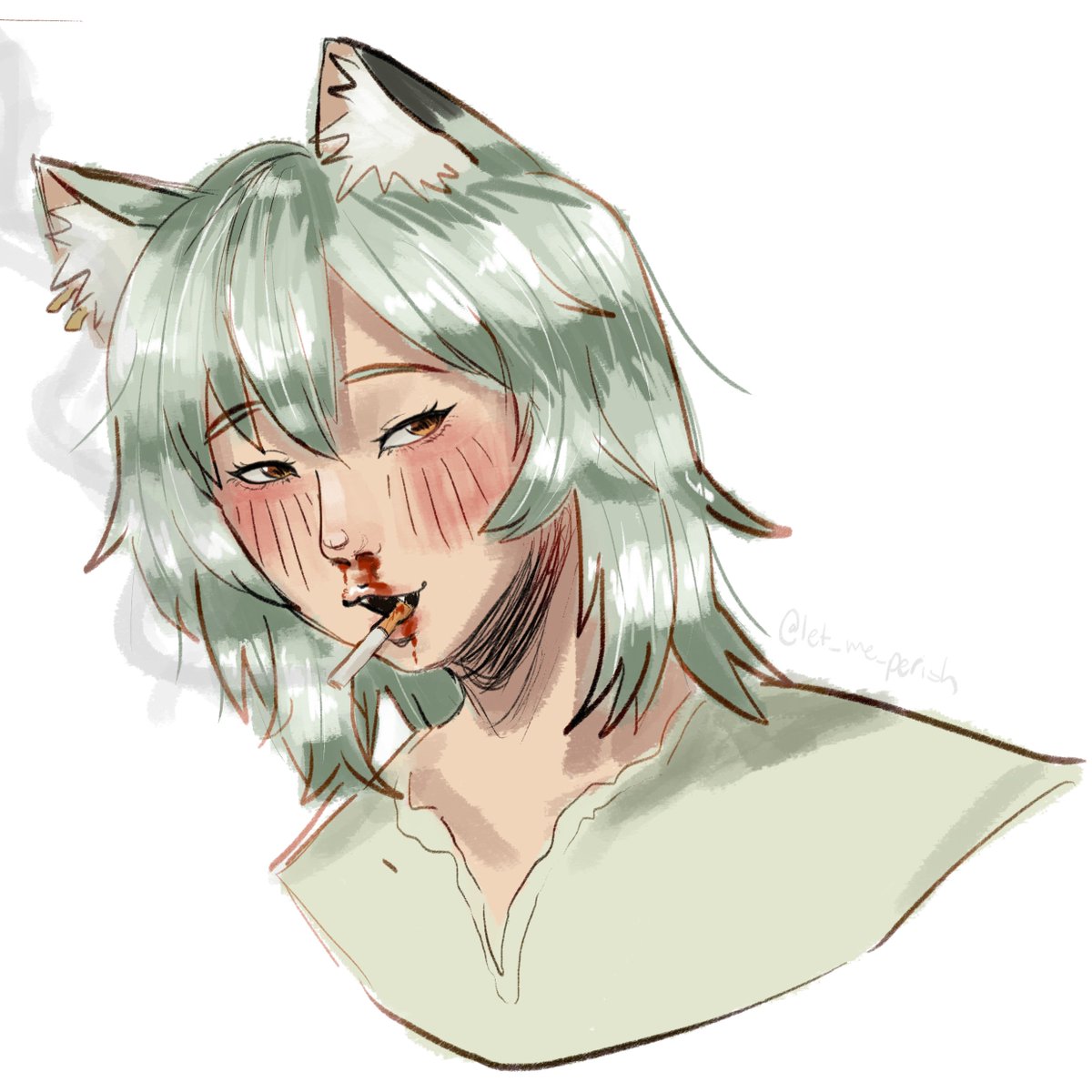 let_me_perish_'s tweet photo. trying to draw more this month #chainsmokingcat https://t.co/UVxYliHb9J