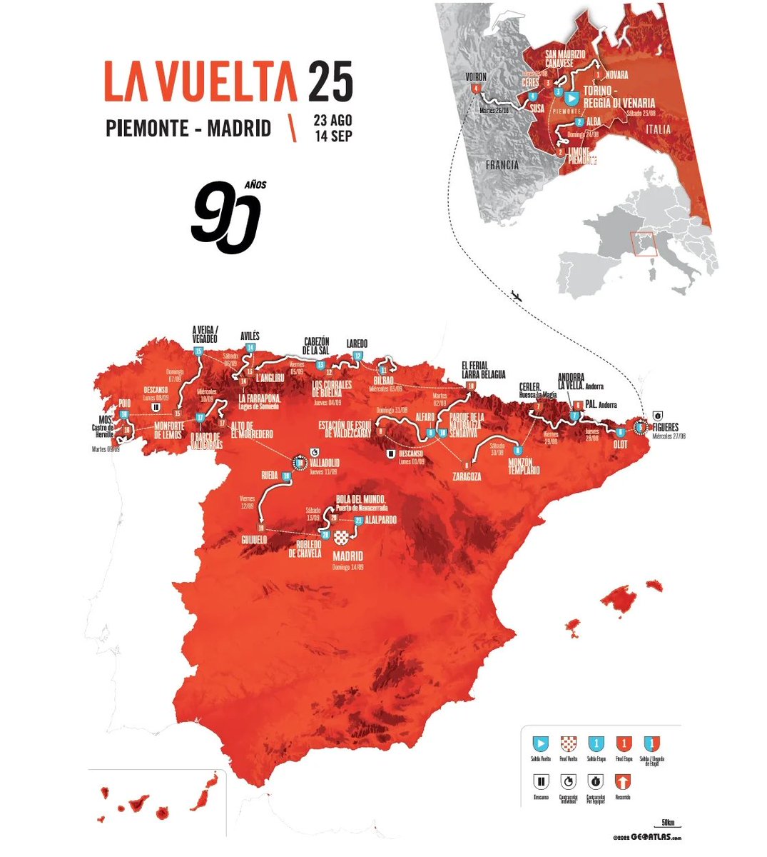laflammerouge16's tweet photo. Basically Vuelta26 is where they didn't go in Vuelta25. https://t.co/dPFWmqTn5o