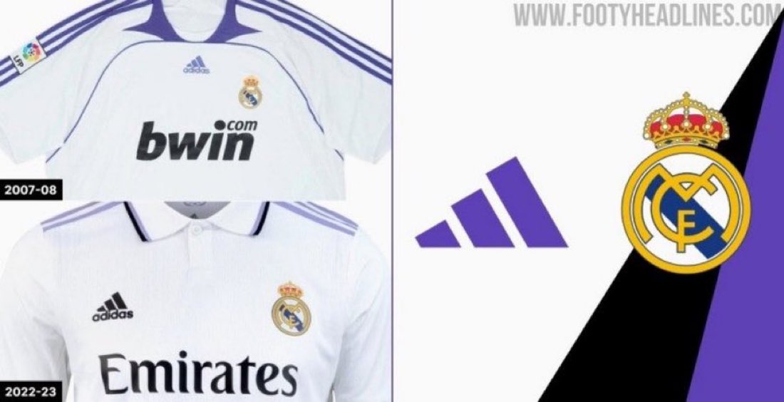 RMadridFrance_'s tweet photo. 🚨Le maillot domicile du Real Madrid pour la saison 2027-2028 comportera du violet !💜

(@Footy_Headlines🎖️) https://t.co/IH9Ox0ppyE
