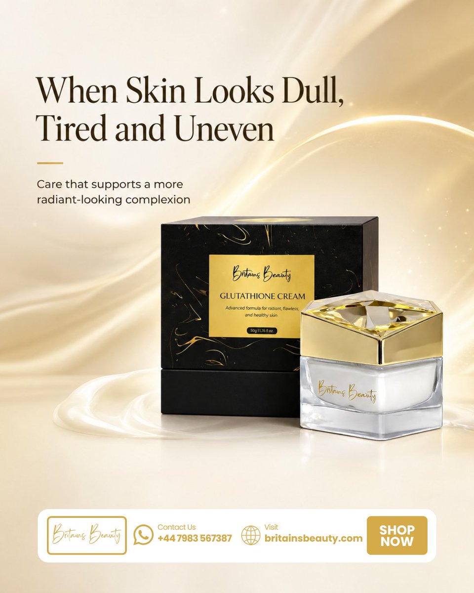 BritainsBeauty's tweet photo. Dull, tired-looking skin? ✨

Britains Beauty Glutathione Cream helps hydrate, nourish and support a brighter, more even-looking complexion; leaving skin soft, smooth and refreshed.

Shop now: https://t.co/GywTM6MCD8

#BritainsBeauty #GlowingSkin https://t.co/J82i2oiNN9