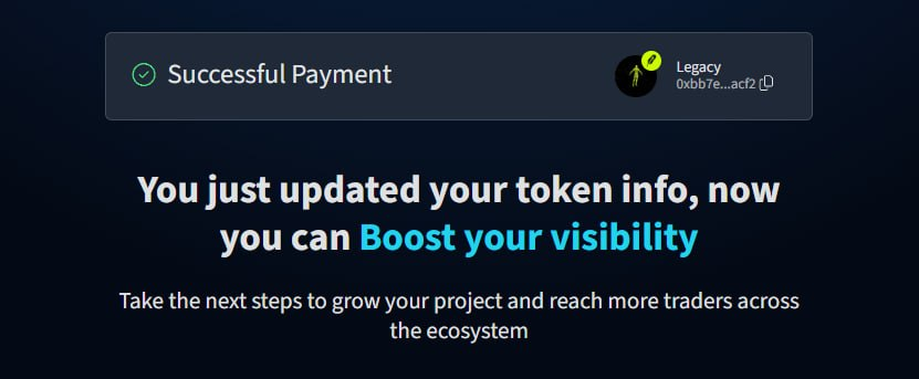 LEGACYonHood's tweet photo. We've paid Dextools update for $LEGACY https://t.co/faW6xcVJMY