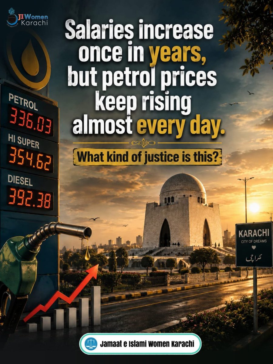 UzmaIrf28554462's tweet photo. #JIWomenAgainstPetrolLevy

Bhatta Levy NaManzoor
Salaries increase once in years but petrol prices keep rising almost every day. https://t.co/ebrdMxGjdh