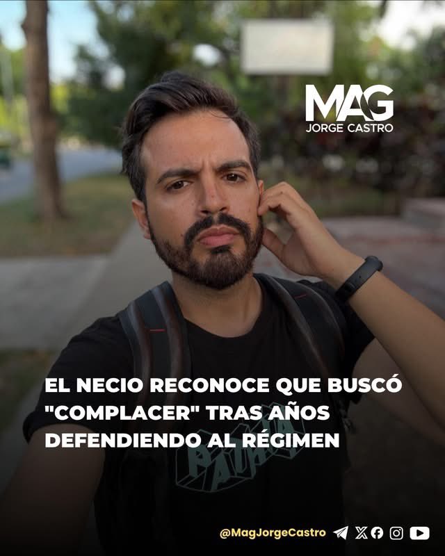 MagJorgeCastro's tweet photo. Ahora “El Necio” reconoce que buscó "complacer"

En un largo escrito admitió que, si alguna vez fue "el tipo de periodista que necesita complacer", "fue parte del proceso", y aseguró que ahora quiere alejarse de "cualquier orientación" y comunicar "sin privilegios inmerecidos".

En el mismo mensaje reconoce que Cuba vive una "crisis humanitaria severa", admite que hoy conseguir agua, mantener frío el refrigerador o simplemente dormir sin calor se ha convertido en un problema cotidiano, y reconoce que "la gente sufre, toca caldero y se encojona".

La confesión llega después de años en los que defendió la narrativa del régimen, justificó los apagones, culpó casi exclusivamente a las sanciones de la crisis, presentó las ferias oficialistas como una solución al desabastecimiento y llegó a afirmar que "la gente no está triste", mientras mostraba una Habana prácticamente vacía.

Durante demasiado tiempo, el régimen ha premiado la obediencia por encima de la honestidad, convirtiendo la propaganda en una vía para obtener espacios, privilegios y reconocimiento. 

Cuando la realidad termina imponiéndose, las rectificaciones llegan demasiado tarde para un país que lleva años pagando las consecuencias.

Oportunistas.