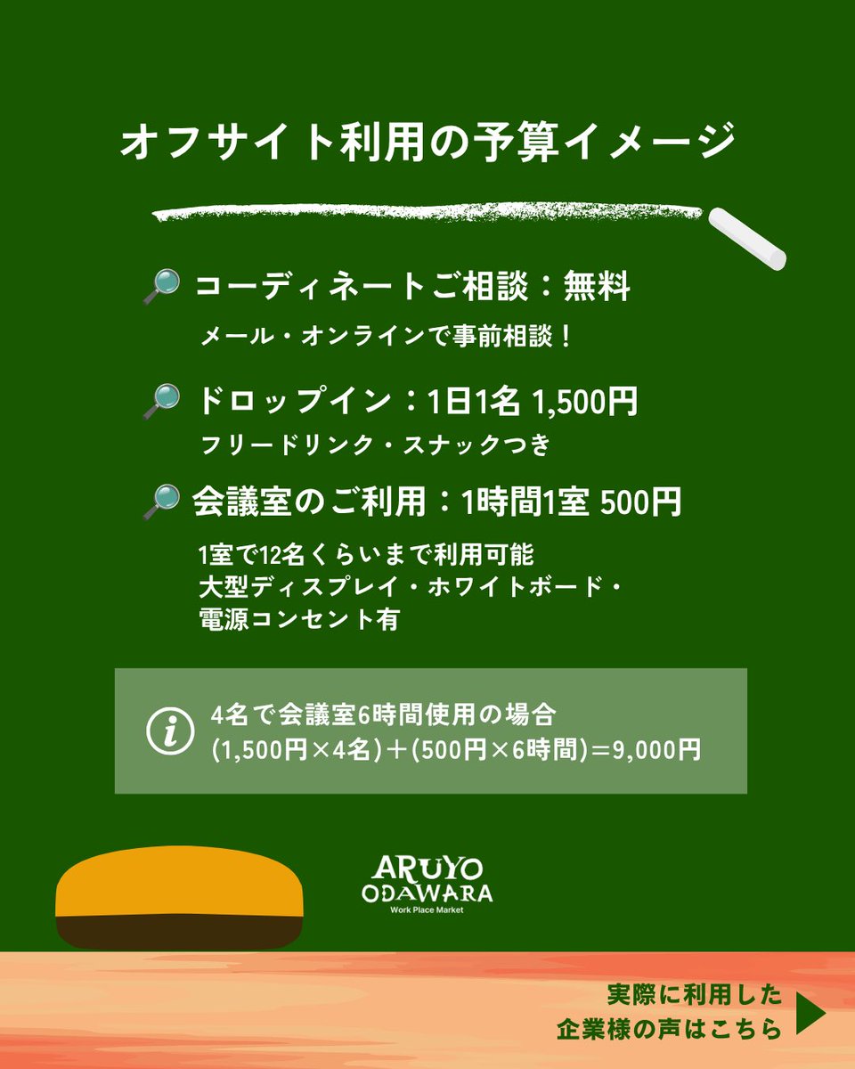 ARUYO_ODAWARA's tweet photo. *
＼オフサイトミーティングやってます📖／
普段と違う環境で会議や合宿🔥

働くだけでなく、語り合ったり、アイデアを練ったり、ひと息ついたり…🤔

ARUYOでは随時オフサイトミーティングのご相談を受け付けております！
気になる方はお気軽にお問い合わせください！ https://t.co/KEIAeUGfjh