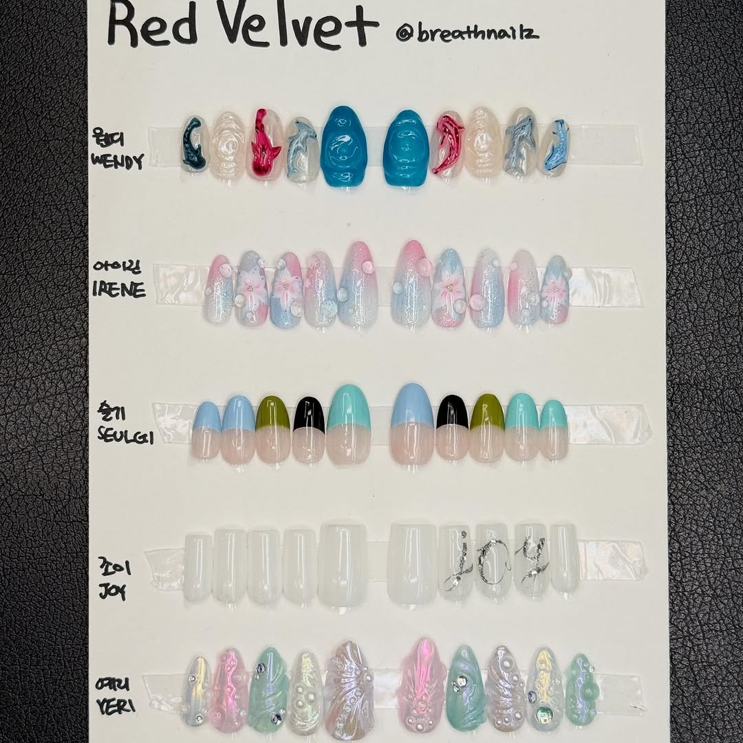 luvyrrv's tweet photo. Red Velvet's nails set for Velvet Summer from breathnailz! https://t.co/Zc5bu4zqgN