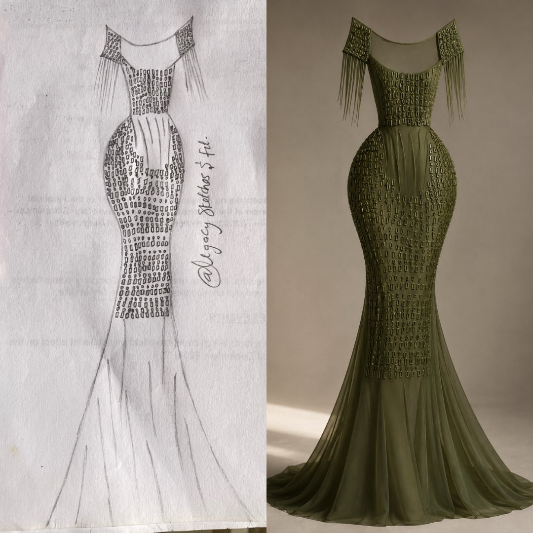 EnehBlessi88926's tweet photo. `Left: My hand. My vision.
Right: My team. Our craft.
@Legacy Sketches & Fit presents:
THE OLIVE AISLE GOWN
Part of LSF: FOR QUEENS.
Because queens don’t wear dresses. They wear statements.`
#LegacySketchesAndFit #ForQueens #OliveReign #SketchToReality#fyp#viral https://t.co/dEQxAZ8utB