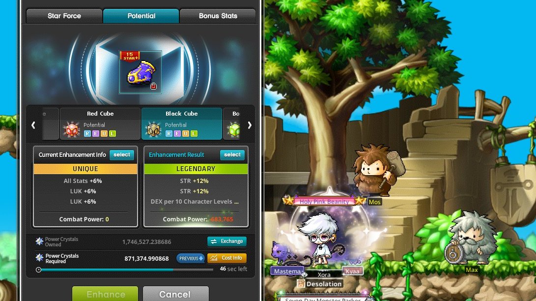 XoraMSU's tweet photo. Weeks of buying Black cubes from the Mapler Shop and my Arcane Gloves finally reached Legendary potential! 🥵

1 Red Cube later…
✨ 3 lines useful potential ✨

All that pain was worth it. 😭

#HyperSummerChallenge #DearMSNDiary #Maplecubing @MaplestoryU https://t.co/Q1qj0tAfDr