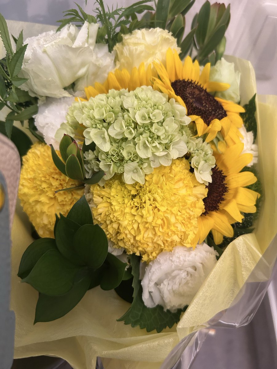 MayukaKamiyama's tweet photo. 🌈『ジョセフ・アンド・アメージング・テクニカラー・ドリームコート』🌈いよいよ私の出演は今日いれて、のこり5公演になりました。夢のような毎日が終わってしまうのはさびしいけれど、全力でみなさまと楽しみます✨✨

今日はお友達や先生がきてくださって、とてもうれしかったけどちょっときんちょうしちゃいました。いただいた私のイメージのお花、ひまわり🌻でうれしかったです♬

ファンのお姉さまからのあたたかいお手紙、とってもとってもうれしいです。
宝物がふえました❣️❣️

#ジョセフ
#上山眞由果