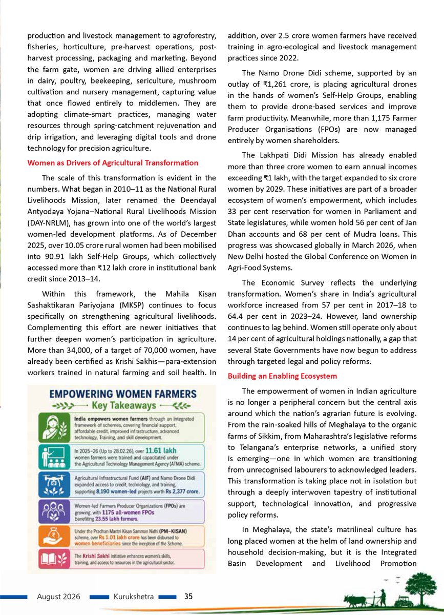 IndiaWaterFoun1's tweet photo. We are pleased to share that #DrArvindKumar's, President #IndiaWaterFoundation article, titled #WomenRedefiningSustainableDevelopment, has been published in the #August2026 (Volume 74) edition, PageNo34 of #KurukshetraMagazine. Read the full article here: https://t.co/AcWJC0XGtu https://t.co/0Z9g5ua5wU
