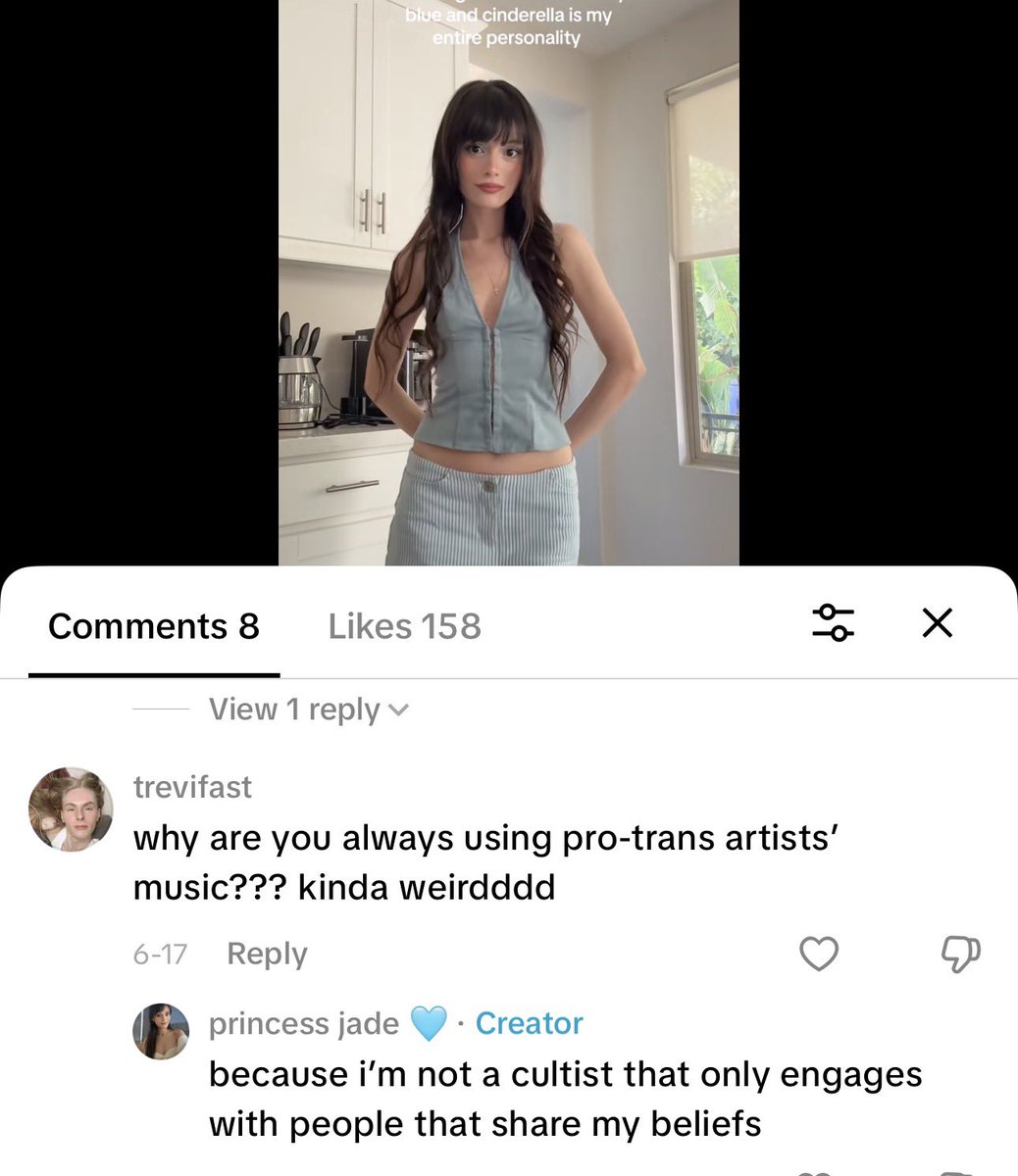 jaderants's tweet photo. i posted a cute video of myself standing to tiktok and a gender ideologue cannot fathom why i’d use songs sung by a leftist LOL https://t.co/QtogW4gd9X