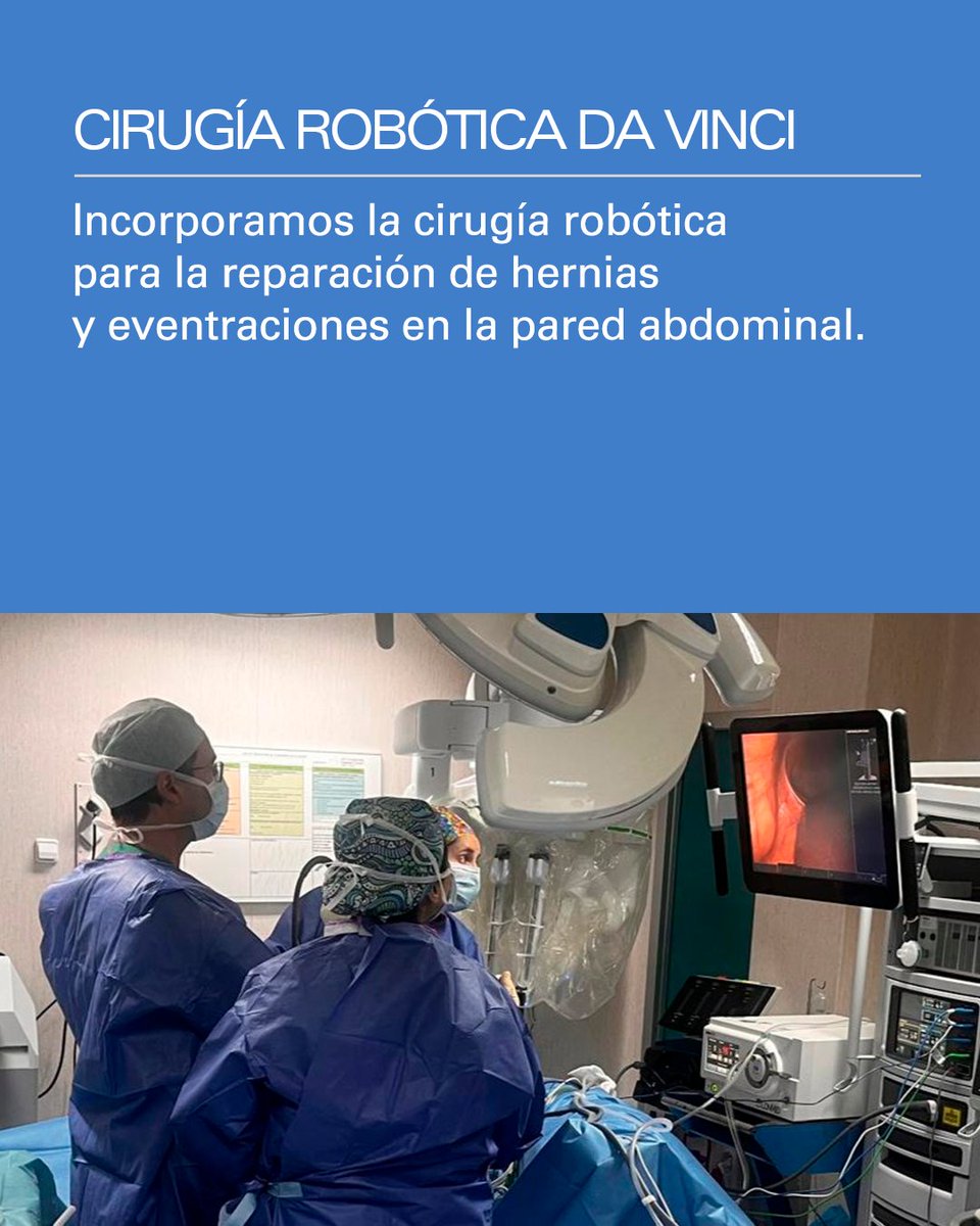 MDAnderson_ES's tweet photo. En MD Anderson Cancer Center Madrid – Hospiten incorporamos la cirugía robótica para la reparación de hernias y eventraciones en la pared abdominal, un avance clave para acelerar la recuperación de nuestros pacientes oncológicos.​

Gracias a la precisión milimétrica y la visión tridimensional del sistema robótico Da Vinci, este procedimiento mínimamente invasivo reduce la agresión quirúrgica y el dolor postoperatorio. Tal como señala el Dr. Óscar Alonso, jefe de Cirugía Hepatobiliopancreática y responsable de Cirugía Robótica Digestiva de nuestro centro, esta técnica resulta fundamental para evitar retrasos prolongados y permitir que el paciente retome su tratamiento oncológico lo antes posible.​

Conozca en profundidad las ventajas de este procedimiento y nuestro compromiso con la innovación en la calidad de vida del paciente en nuestra bio.
​
#MDAndersonCancerCenterMadridHospiten #CirugíaDaVinci #CirugíaRobótica