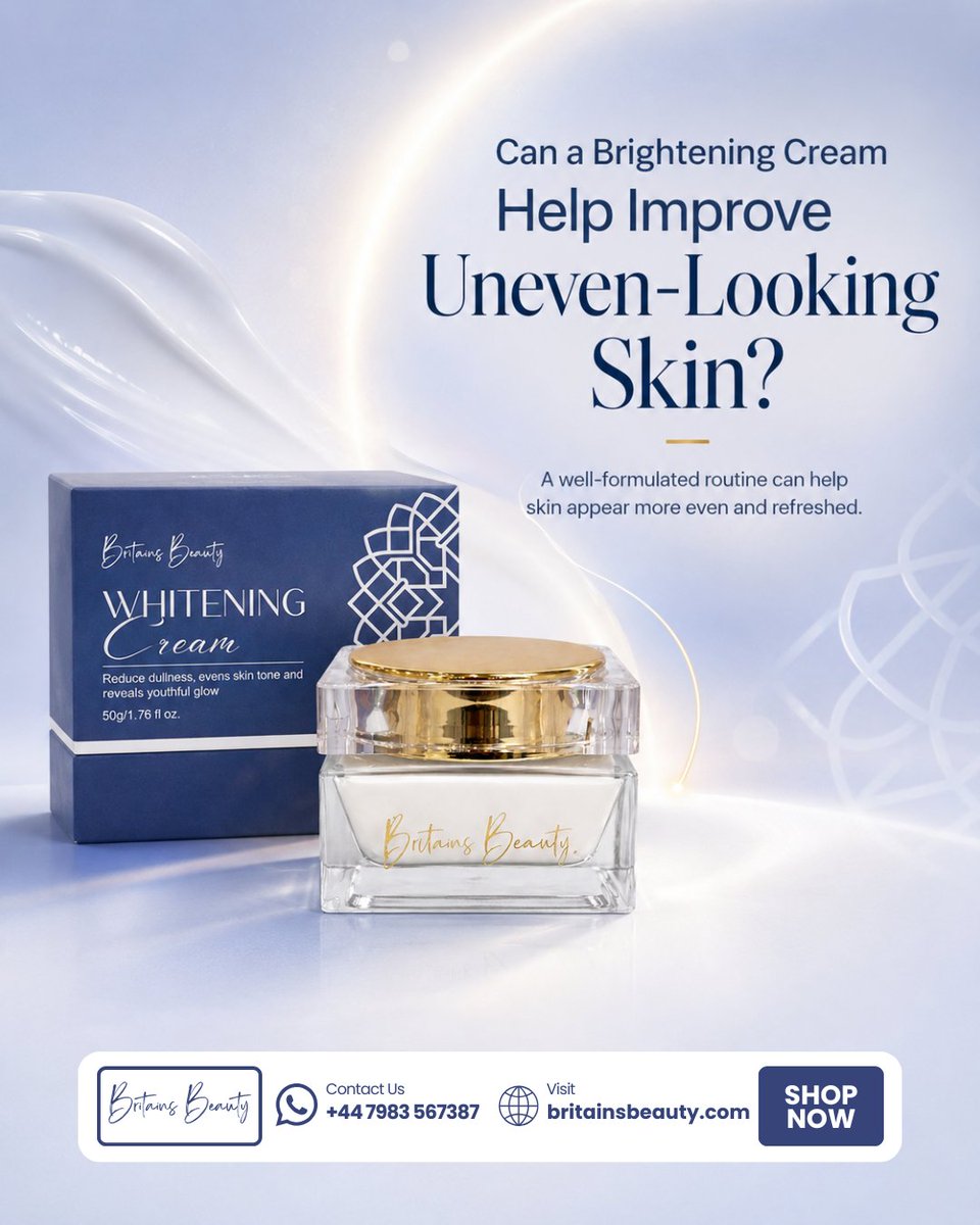 BritainsBeauty's tweet photo. Uneven-looking skin? ✨

𝐁𝐫𝐢𝐭𝐚𝐢𝐧𝐬 𝐁𝐞𝐚𝐮𝐭𝐲 𝐖𝐡𝐢𝐭𝐞𝐧𝐢𝐧𝐠 𝐂𝐫𝐞𝐚𝐦 helps hydrate and support a brighter, smoother and more balanced-looking complexion with daily use.

Shop now: https://t.co/gJcqH7Gskr

#BritainsBeauty #EvenSkinTone #GlowingSkin https://t.co/MJwiBnW1LM