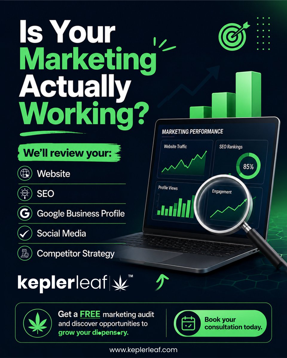 keplerleaf's tweet photo. 🚀Is Your Marketing Really Working?

Don’t just market your dispensary—grow it! From SEO and Google Business Profile to social media, website performance, and competitor strategy, KeplerLeaf helps uncover what’s working and where you can improve.

🌿Get your FREE Marketing Audit! https://t.co/HSYRDaxseC