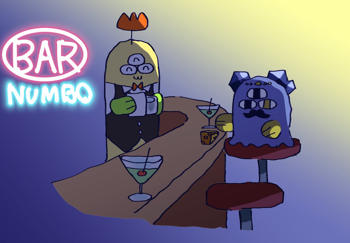 numbobeya's tweet photo. BARヌンボへようこそ　あちらのお客様からです🍸

#ヌンボベャ星人　#イラスト https://t.co/09QvOcKO3J