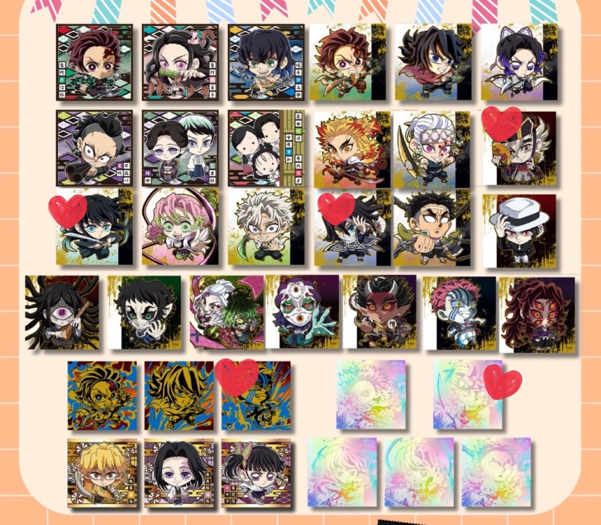 aochan10ve's tweet photo. 【交換】鬼滅の刃ディフォルメウエハース
譲:画像1及び過去弾
求:No16童磨、24伊黒、27時透、31猗窩座、32鬼シクレ、36宇髄

郵送での交換希望です。
他にも鬼滅の刃ディフォルメシールウエハースの過去弾多数所持していますのでお気軽にお声がけ下さい🫡
#鬼滅の刃 
#ディフォルメ https://t.co/ZYEv4ZA8u7