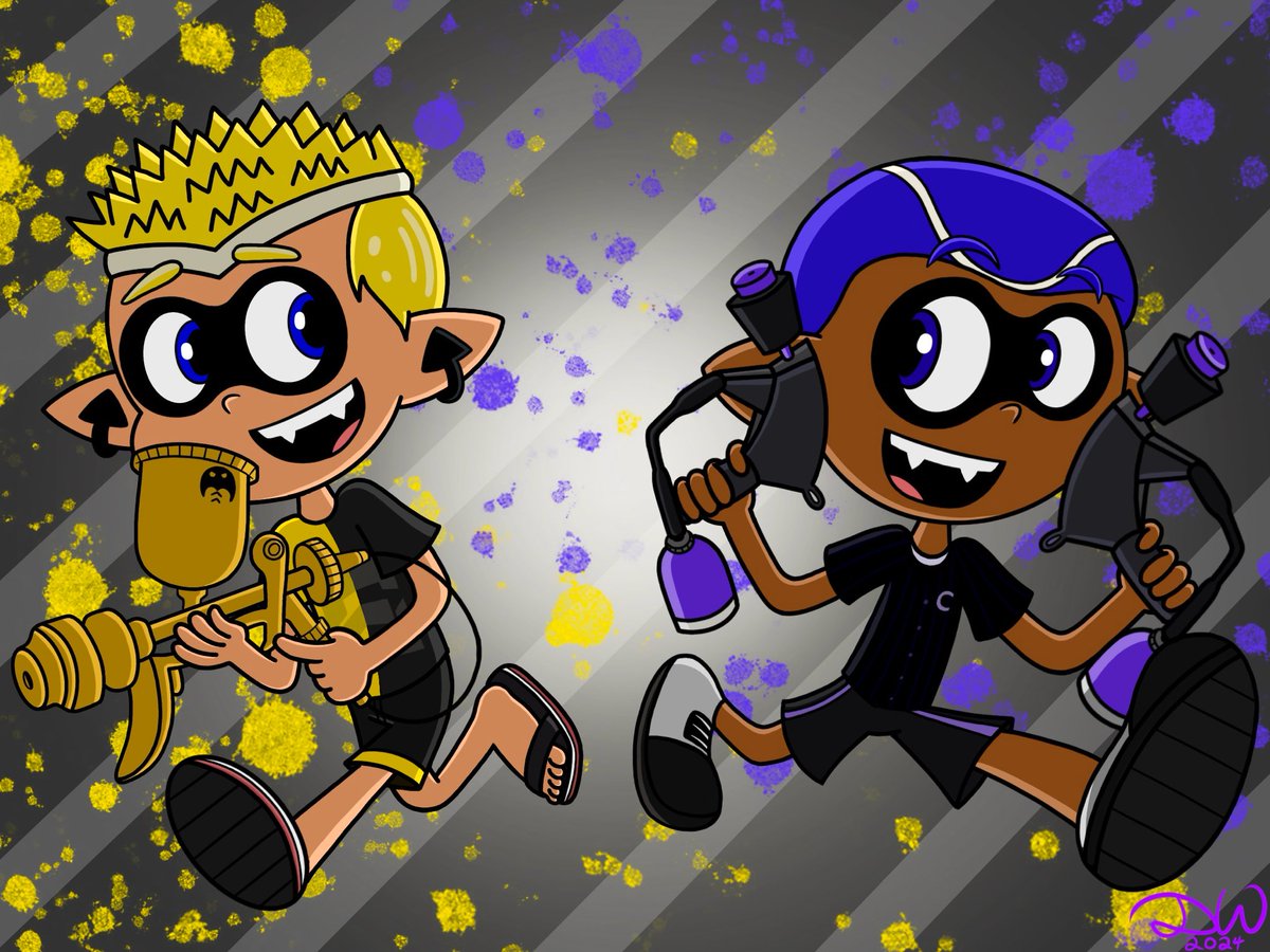 Dantoonist's tweet photo. Inkling Buddies Ready for Battle.

Made in August 2024.

Happy birthday to my irl friend, Ajeff99. https://t.co/8OdpPXe0yn