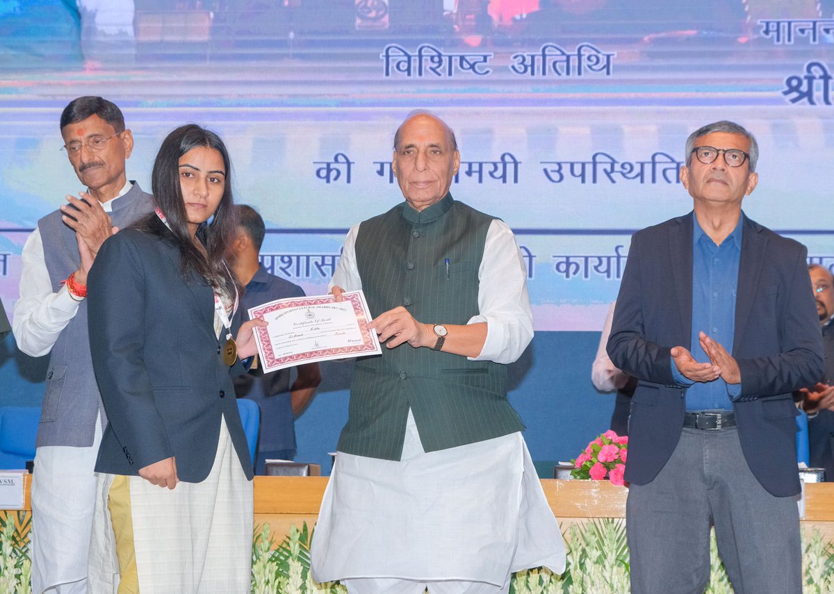 DefProdnIndia's tweet photo. Raksha Mantri Shri Rajnath Singh addressed the 85th AFHQ Civilian Services Day celebrations today, on 03 August 2026 in New Delhi, emphasising that stronger military-civil integration is vital for building a resilient defence ecosystem to effectively address emerging security and technological challenges. Reaffirming the shared commitment of the uniformed and civilian services towards 'Nation First', Raksha Mantri highlighted the pivotal role of AFHQ Civilian Services in strategic thinking, research, innovation and effective defence management.

During the event, Raksha Mantri launched several digital initiatives to strengthen governance and service delivery, released the 34th edition of the ‘Samvad’ magazine, and felicitated AFHQ personnel for excellence in sports and other fields, along with meritorious children of employees for their outstanding academic achievements.

Details: https://t.co/AbuinPaQ4O

#NationFirst #CivilianServices #NationalSecurity #DigitalTransformation #GoodGovernance #AFHQ