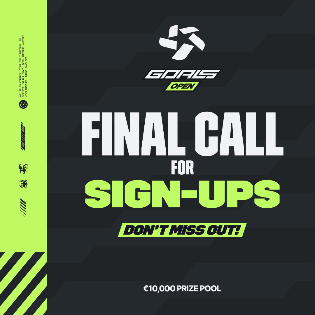 PlayGOALS's tweet photo. 🏆 TIME IS RUNNING OUT!  ⚠️
Last chance to register for the GOALS OPEN tournament! 🏆

Are you going to sit back and watch someone else take the crown, or are you stepping into the pitch? 
Registration closes on August 4 at 1 PM CEST.  

Register here: https://t.co/xk9jeuIC6r https://t.co/EPVg2W2l4j