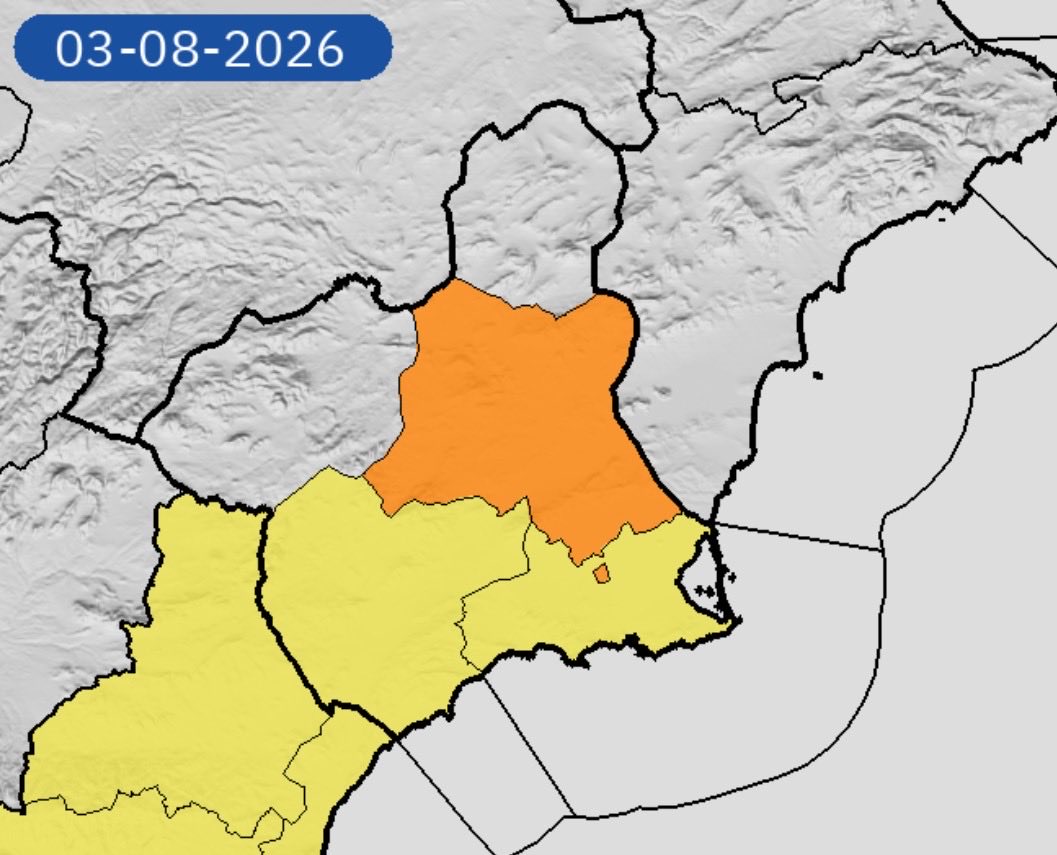 CiezaEnTuMano's tweet photo. ‼️ Se eleva a Naranja el aviso para hoy lunes 3 por altas temperaturas en la Vega del Segura 👇 https://t.co/qlaKifjKgw