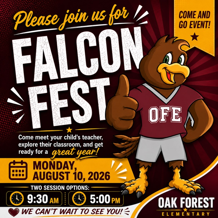 HumbleISD_OFE's tweet photo. Falcon Fest is just ONE WEEK AWAY! We can’t wait to welcome our Falcon families and kick off an amazing school year together!
See you there! #FalconFest #FalconFamily #BackToSchool #OFEProud https://t.co/lgBzQy4780