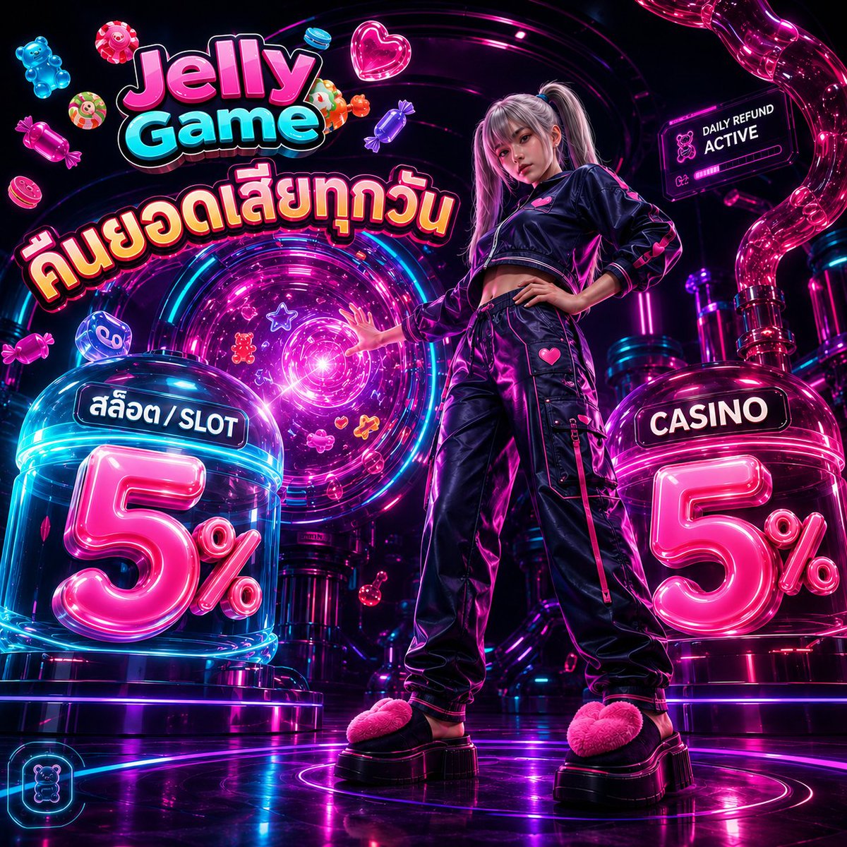 MKTJRMK's tweet photo. 🍭 #JellyGame คืนยอดเสียทุกวัน!

🎰 SLOT รับคืน 5%
♠️ CASINO รับคืน 5%

https://t.co/bIHFubBP2k

เสียแล้วมีคืน เล่นต่อได้ทุกวัน https://t.co/tDSB53ydLv