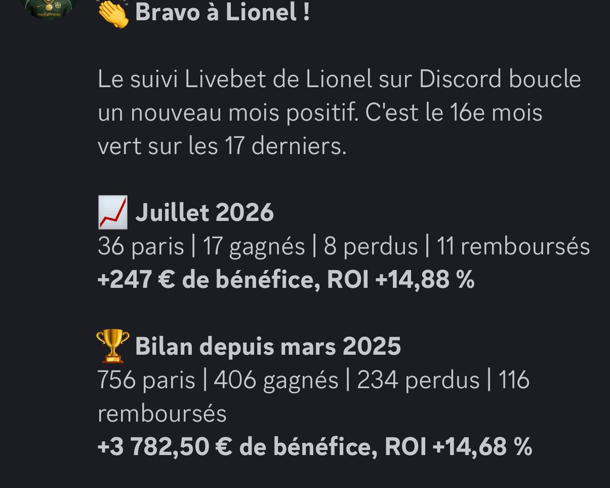 Mediapronos's tweet photo. La machine en Livebet @LionelRouquet ❤️🚀🚀

Rejoins-nous et active tes notifications si tu souhaites le follow : https://t.co/S2tm5tJWqn

#TeamParieur #TeamMediaPronos https://t.co/hO22f5NE78