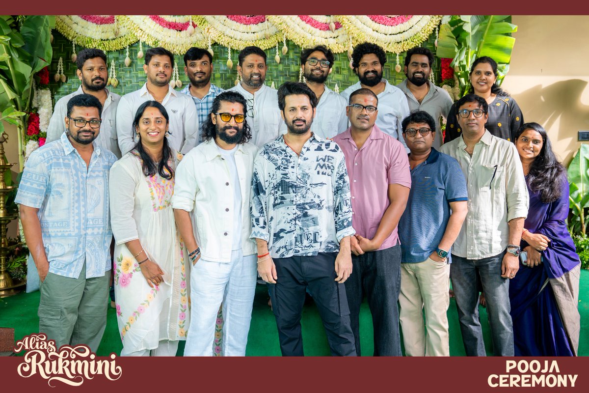 UnanimousProds's tweet photo. #AliasRukmini begins on an auspicious note with a pooja ceremony ❤️

Title Reveal Glimpse Out Now.
▶️ https://t.co/AEY5JTb95c

Shoot commences soon 🎥

Natural Star @NameisNani presents @actor_nithiin in #AliasRukmini 🪑📚

Written & Directed by @Afilmby_Murali 

@UnanimousProds @DeepthiGanta1 @dopjomon @VijaiBulganin #DineshPurushothaman @artkolla @srujana_AJ #RekhaBoggarrapu #PrashanthMandava #RamanaMadhavaram @Bharani_dharann @saregamasouth