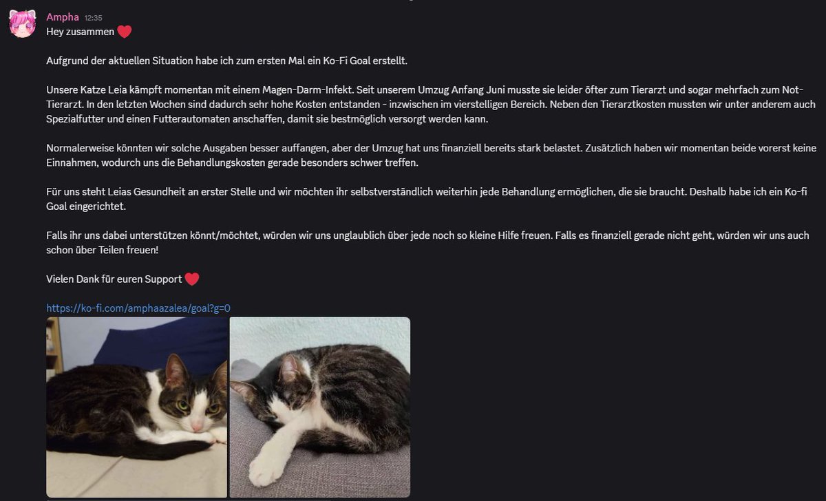 AzaleaAmpha's tweet photo. Normalerweise mache ich sowas nicht, aber aktuell kommt wirklich viel zusammen. Vielleicht hat jemand etwas Kleingeld übrig für diese Fellnase? ;; <3 https://t.co/T4Vz4c79Xk https://t.co/JAWNx3IyJw