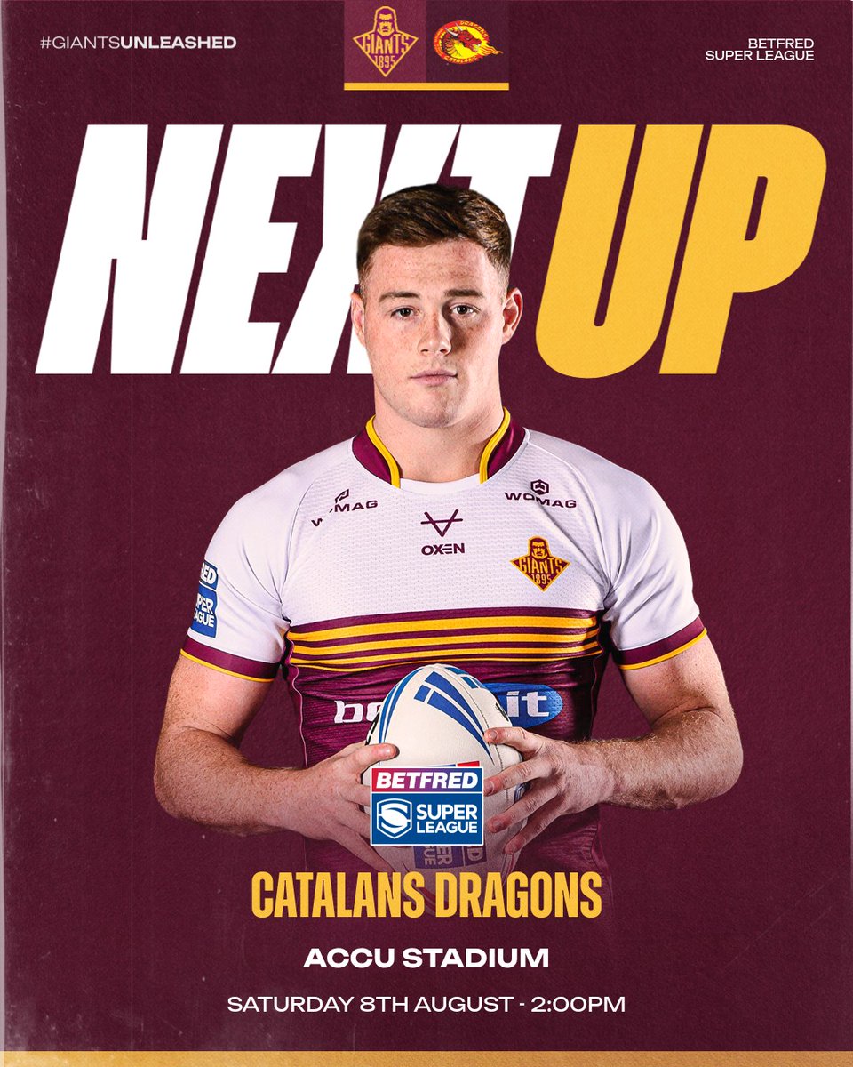 Giantsrl's tweet photo. 🚨 FREE ENTRY FOR ALL 🚨

We face Catalans Dragons next at the Accu, and it's free for all, no booking fees! 🎟️

🖇️ https://t.co/wo56Qjd3HI

#GiantsUnleashed https://t.co/UsCwGX6GZp