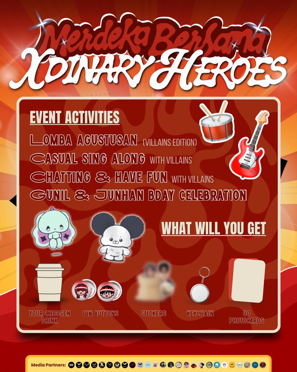xhvlookup's tweet photo. VILLAINZ LAMPUNG ASSEMBLE! 😈🔊

Agustusan bareng XDIZ? Why not! 🔥🇮🇩

Yuk seru-seruan bareng di event ini sambil merayakan birthday party untuk Gunil &amp; Junhan 🥁🎸🎂

See u Villains🤘🏻✨

#XdinaryHeroes #VillainsLampung #Gunil #Junhan https://t.co/Q4eFFGJ7fW