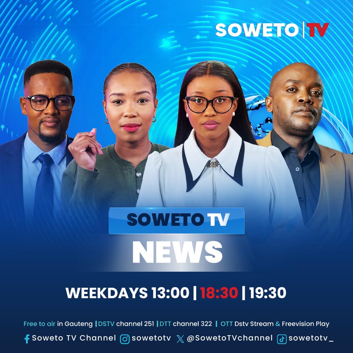 SowetoTVchannel's tweet photo. ๐๏ธ๐จSOWETO TV NEWS๐จ๐๏ธ
Your weekday news update starts here, at 13:00, 18:30 and 19:30. ๐ฐโจ
๐บFree to air in Gauteng | DStv Channel 251 | DTT Channel 322 | OTT (DStv Stream & Freevision Play)
#SowetoTV #SowetoTVNews #NewWeek #StayInformed #WeekdayNews #MzansiNews #BreakingNews https://t.co/Nm40xN83Jx