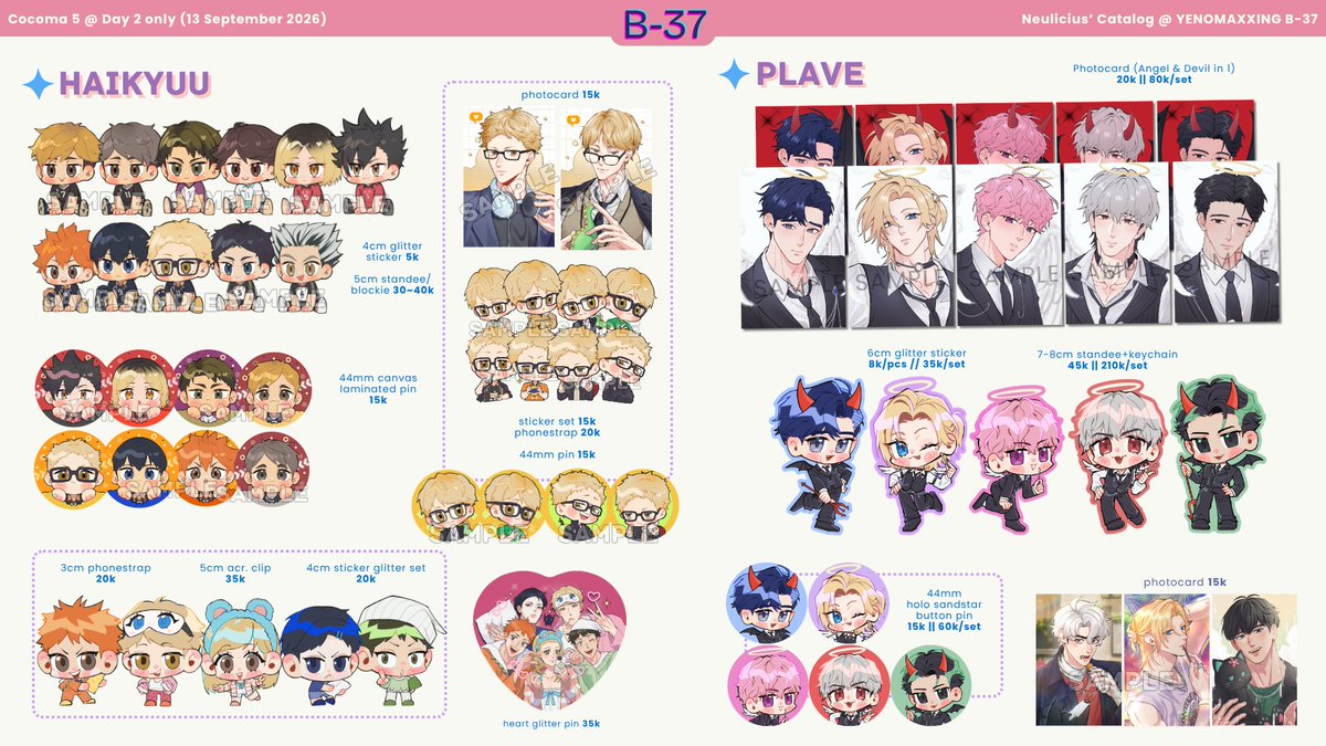 neulicius_'s tweet photo. 🔁🩶 appreciated
Neulicius' ⁠#cocoma5 pick up PO!
📅 ~15 Agustus, 6 PM. Bisa tutup lebi cepat
📍 B-37 @ YENOMAXXING, day 2 only (13 sep)
⭐️ Plave, Haikyuu, Genshin, HSR
🔗 @ reply
🔎item details in form

thank you~
⁠#cocoma5catalogue https://t.co/2Us87a8zBu