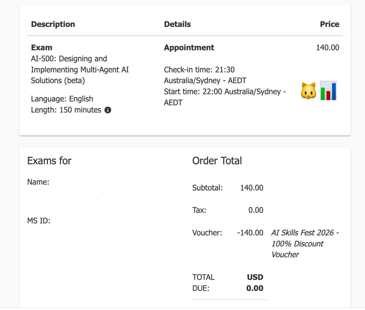 cattodata's tweet photo. [สาระเอไอ] Microsoft เปิดตัวใบเซอร์ใหม่สาย Agentic AI 🐱🔥 ตัวนี้เป็น 3 ดาว (ระดับ Expert) Microsoft Certified: Multi-Agent AI Solutions Expert ⭐⭐⭐ 

ใครสนใจไปลงสอบกันได้ เราลงไปละ ใช้ Voucher ที่ได้จาก AI Skills Fest 2026 สอบฟรี ใครมีอย่าลืมไปใช้นะ ราคาเต็มสอบตอนนี้อยู่ที่ 140 USD ฮะ 

🎓 Microsoft Certified: Multi-Agent AI Solutions Expert สอบด้วย Exam AI-500: Designing and Implementing Multi-Agent AI Solutions

ตัวใหม่นี้เน้นการออกแบบและพัฒนาระบบ Multi-Agent AI ที่พร้อมใช้จริงในองค์กร ตั้งแต่
 - การออกแบบสถาปัตยกรรม Multi-Agent
- Agent orchestration และการเชื่อมต่อ Tools
- Microsoft Foundry และ Azure
- MCP, RAG, Microsoft Agent Framework และ LangGraph
- Evaluation, Monitoring และ Optimization
- Security, Governance และ Deployment

โดยก่อนจะได้ใบ Expert นี้ ต้องมีใบ AI-103: Microsoft Certified: Azure AI Apps and Agents Developer Associate ก่อน 

AI-103 ก็ตัวใหม่อีกนั่นแหละ จะเน้นพื้นฐานการสร้าง AI Apps และ Agents บน Azure เช่น Generative AI, Agentic AI, Computer Vision, Text Analysis และ Information Extraction โดยใช้ Python และ Microsoft Foundry

ส่วน AI-500 ตอนนี้ยังอยู่ในช่วง Beta คาดว่าจะเปิดสอบทั่วไปประมาณเดือนตุลาคม 2026 (เราลงสอบไว้ ตค เลย ไม่ชอบลุ้น55 หวังว่าจะเป็นตัวปกติแล้ว) 

ปกติ Microsoft ออกเซอร์ 3 ดาว Expert น้อยมาก ตัวนี้น่าสนใจๆๆ โฟกัสเรื่อง Multi-Agent AI โดยตรงแล้ว แปลว่าเรื่อง Agent Architecture, Orchestration, MCP, RAG, Evaluation และ Governance กำลังกลายเป็น Skill หลักของคนทำ AI ในระดับ Production มาก

#cattodata #สาระเอไอ #AI500 #AI103 #MicrosoftCertification #microsoft #azure