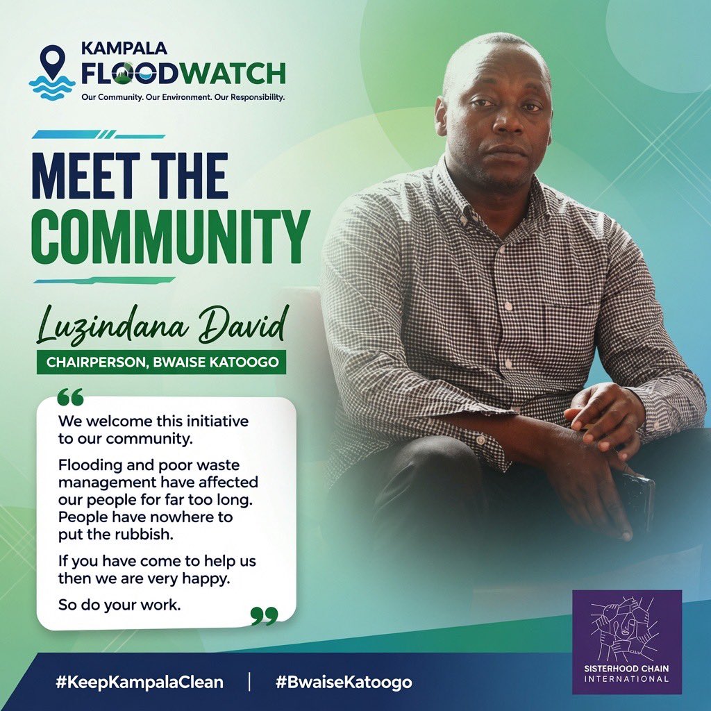 Sisterhood_Intl's tweet photo. Meet the Chairperson of Bwaise-Katoogo who warmly welcomed the Kampala FloodWatch initiative and reaffirmed the community’s commitment to working together for a cleaner, safer and flood-free neighborhood.
#KampalaFloodWatch
#KeepKampalaClean
#BwaiseKatoogo https://t.co/CKHDkfuCUh