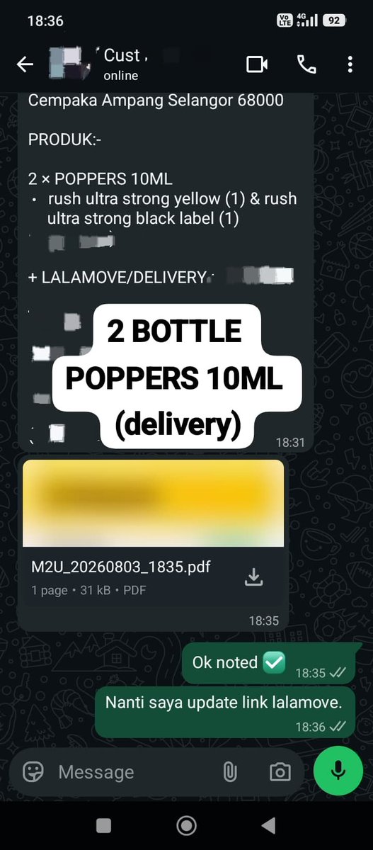 AbgSeller's tweet photo. THANK YOU FOR ORDERING AND THANK YOU TRUST MY SERVICE TO. 😘

✅ POPPERS 10ML.

🚚 DELIVERY/COD: KUALA LUMPUR &amp; SELANGOR.

📮 POSTAGE: MONDAY - FRIDAY.

(Link Order At My Bio...Thank You) https://t.co/WKMCwZy7mK
